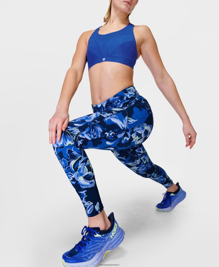 mujer leggings para correr de talle alto gravedad cero Sweaty Betty 8VNTL904 estampado floral adornado azul ropa